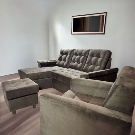 COMBO YPANE MARRÓN + POLTRONA + PUFF