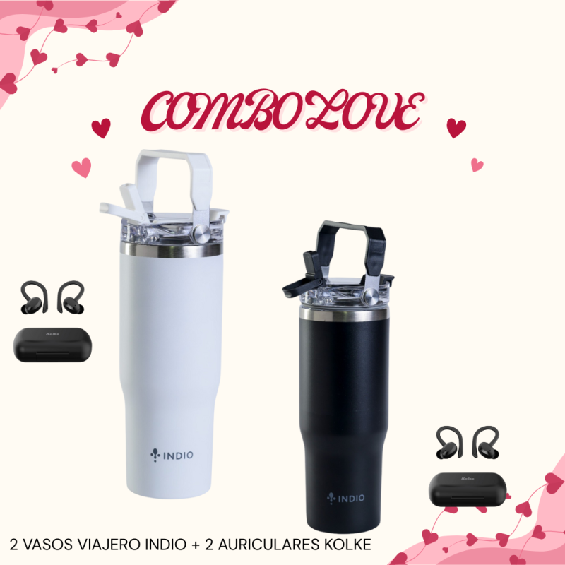 Combo Love Vasos Indio + Auriculares Kolke | Promo Especial