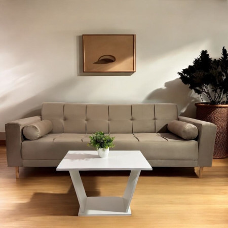 SOFA CAMA VALENZUELA BEIGE + MESITA DE REGALO