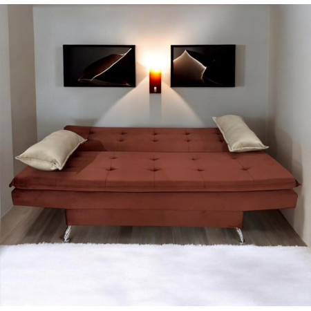 SOFA CAMA ITAPUA TERRACOTA + ALMOHADAS + MESITA BLANCO DE REGALO