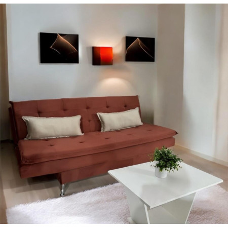 SOFA CAMA ITAPUA TERRACOTA + ALMOHADAS + MESITA BLANCO DE REGALO