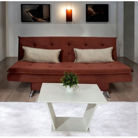 SOFA CAMA ITAPUA TERRACOTA + ALMOHADAS + MESITA BLANCO DE REGALO