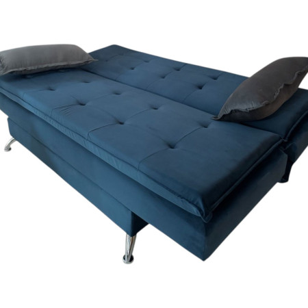 SOFA CAMA ITAPUA AZUL + ALMOHADAS + MESITA BLANCO DE REGALO