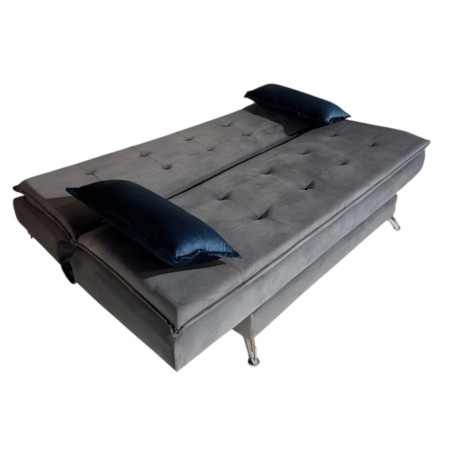 SOFA CAMA ITAPUA GRIS + ALMOHADAS + MESITA BLANCO DE REGALO