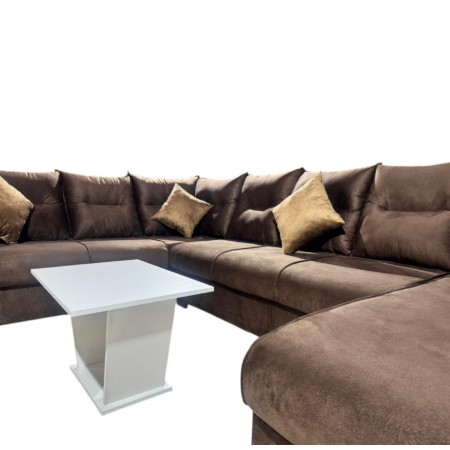 SOFA ESQUINERO  VILLARRICA MARRÓN + 4 ALMOHADITAS + MESITA