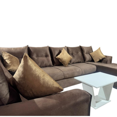 SOFA ESQUINERO  VILLARRICA MARRÓN + 4 ALMOHADITAS + MESITA