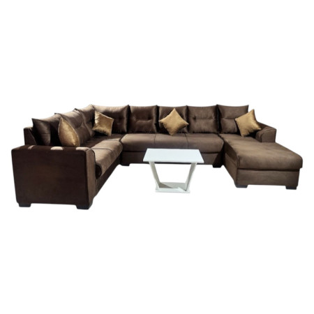 SOFA ESQUINERO  VILLARRICA MARRÓN + 4 ALMOHADITAS + MESITA