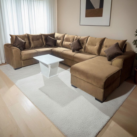 SOFA ESQUINERO  VILLARRICA BEIGE + 4 ALMOHADITAS + MESITA