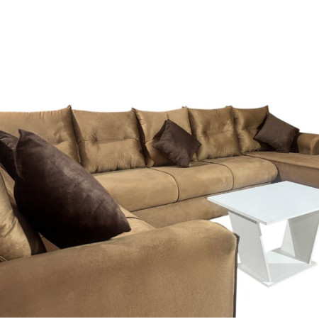 SOFA ESQUINERO  VILLARRICA BEIGE + 4 ALMOHADITAS + MESITA