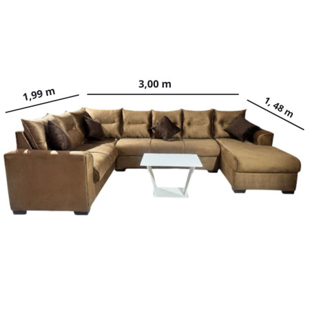 SOFA ESQUINERO  VILLARRICA BEIGE + 4 ALMOHADITAS + MESITA