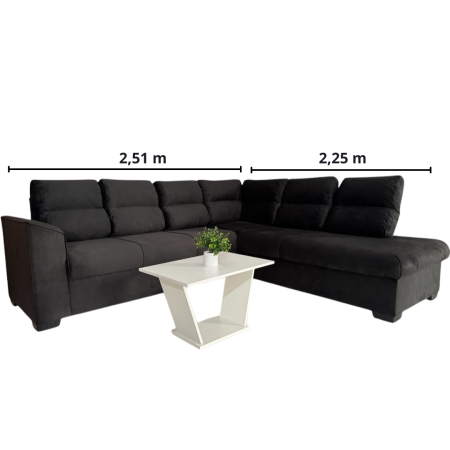 SOFA ESQUINERO PILAR NEGRO + MESITA DE REGALO