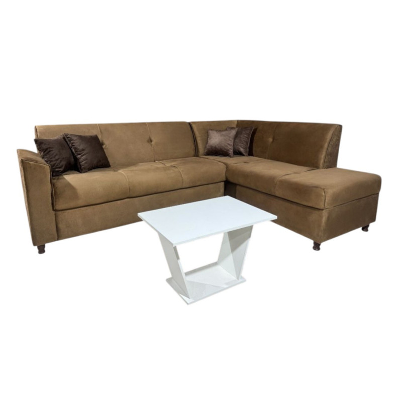 SOFA ESQUINERO VILLA ELISA BEIGE + MESA