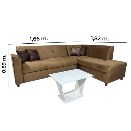 SOFA ESQUINERO VILLA ELISA BEIGE + MESA