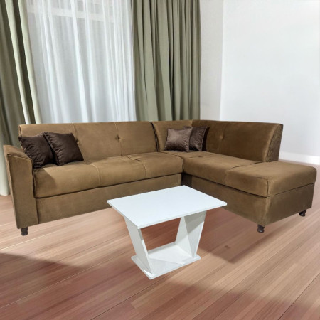 SOFA ESQUINERO VILLA ELISA BEIGE + MESA