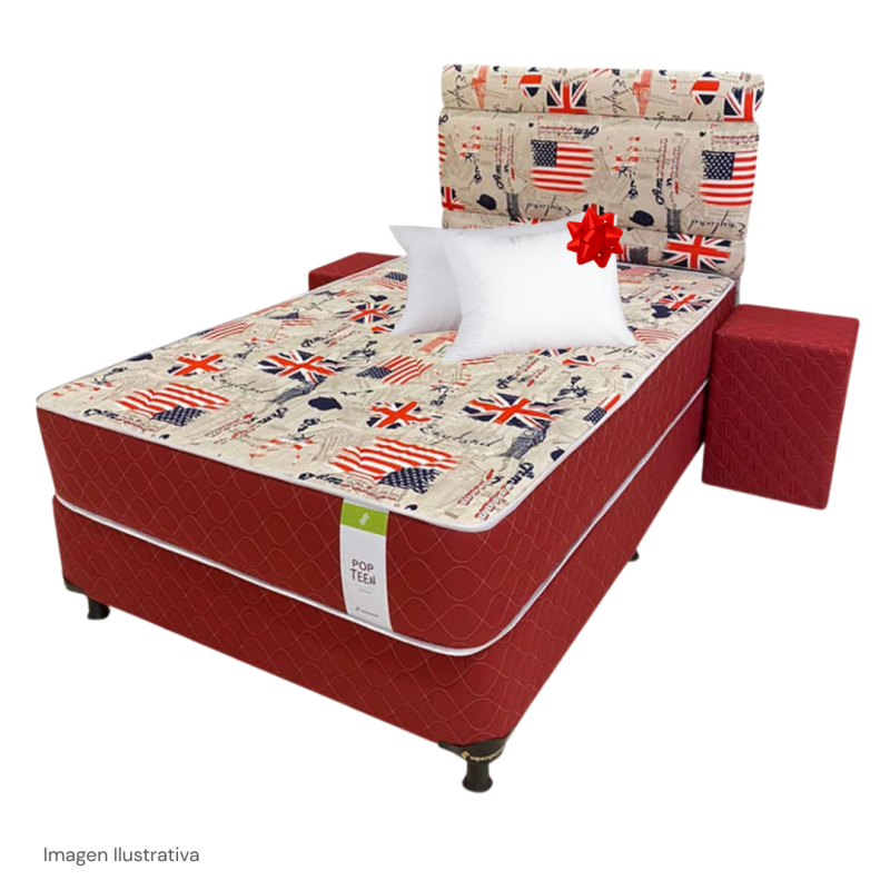 SOMMIER POP TEEN 1.20X1.90 - NEGRO