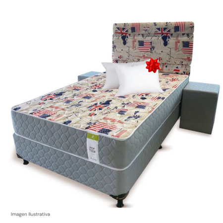 SOMMIER POP TEEN 1.20X1.90 - NEGRO