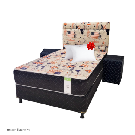 SOMMIER POP TEEN 1.20X1.90 - NEGRO