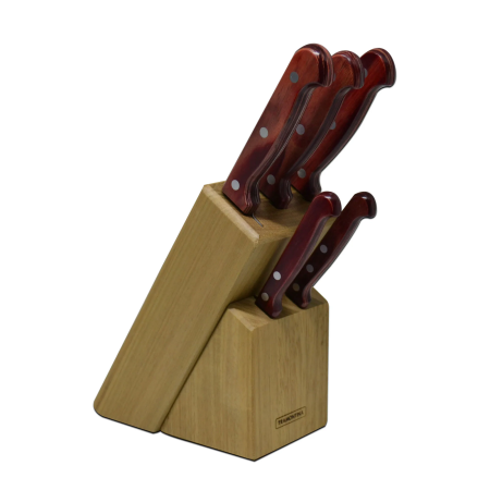Juego de cuchillos con taco organizador Polywood Cerezo 6 piezas