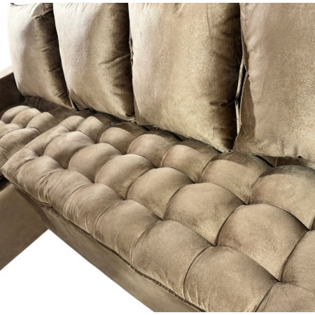 SOFA ATYRA BEIGE 3 LUGARES + CHAISE + MESITA DE REGALO