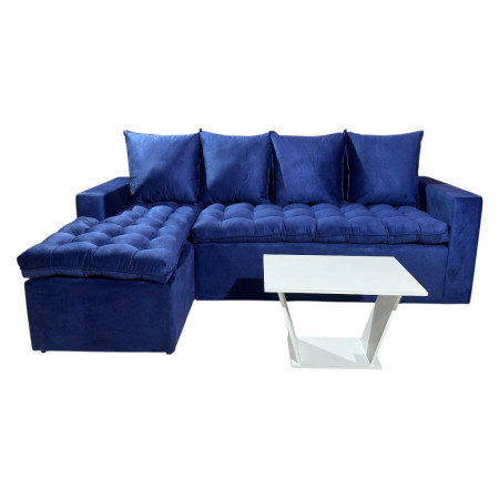 SOFA ATYRA  AZUL 3 LUGARES + CHAISE + MESITA DE REGALO