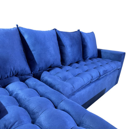 SOFA ATYRA  AZUL 3 LUGARES + CHAISE + MESITA DE REGALO