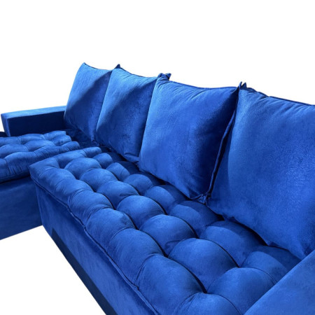 SOFA ATYRA  AZUL 3 LUGARES + CHAISE + MESITA DE REGALO