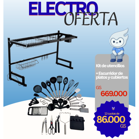 ELECTRO OFERTA! Kit de utencilios  + Escurridor de platos y cubiertos