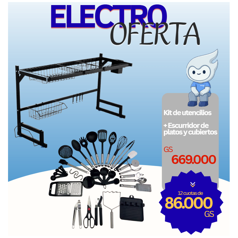 ELECTRO OFERTA! Kit de utencilios  + Escurridor de platos y cubiertos