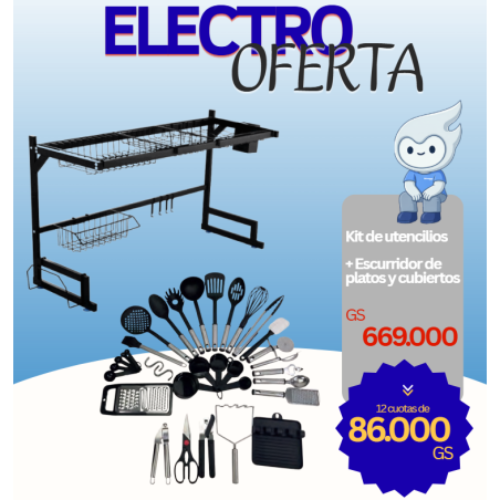 ELECTRO OFERTA! Kit de utencilios  + Escurridor de platos y cubiertos