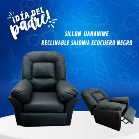 POLTRONA RECLINABLE ECOCUERO SAJONIA NEGRO