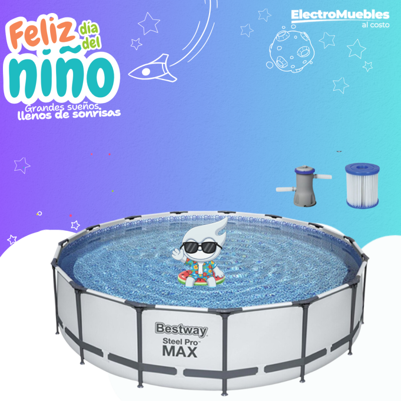 Piscina Bestway Estructura Redonda 4.678 litros Steel Pro Max con Filtro