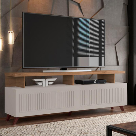 RACK BANCADA LONDRES PARA TV DE 65” OFF WHITE/CEDRO