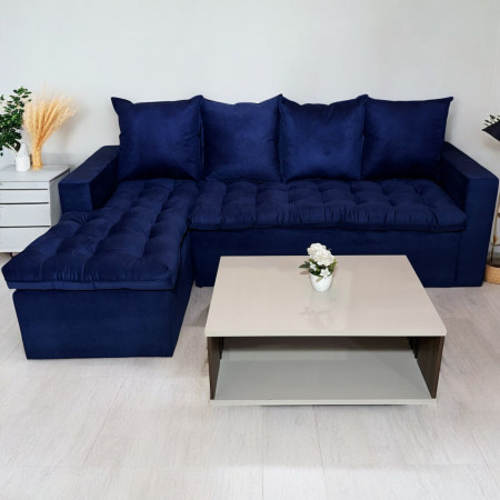 SOFA ATYRA 3 LUGARES + CHAISE AZUL