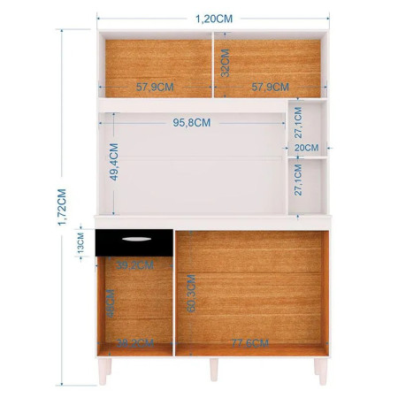 MUEBLE DE COCINA DUDA 1,20 BLANCO/PRETO